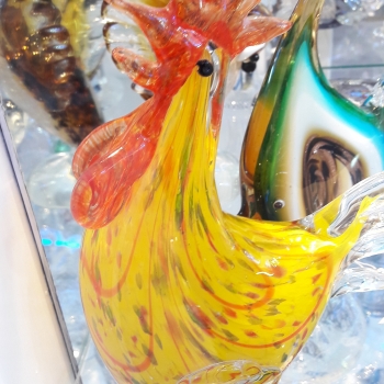poule de collection en verre