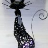 Chat en métal en décoration ou porte bougie