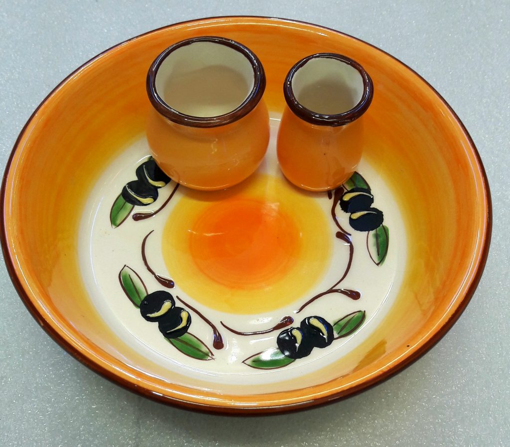 Plat Apéritif Céramique – Motif Olives – Diamètre 17 Cm – Fabrication Française