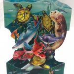 Carte de voeux Santoro swing 3D en relief - Animaux de mer