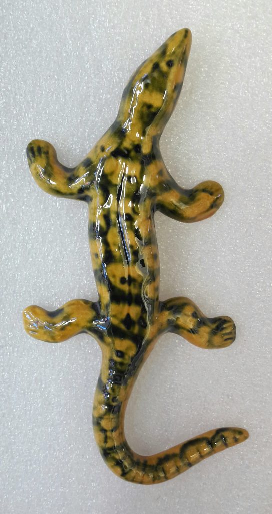IDELLIA Salamandre Bleue Orange A Motifs PROVENCAUX En RÉSINE