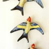 Vol d'hirondelles chardonnerets colorées en céramique artisanat français – Image 2