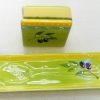 Porte éponge et repose cuillère en céramique vert jaune olives