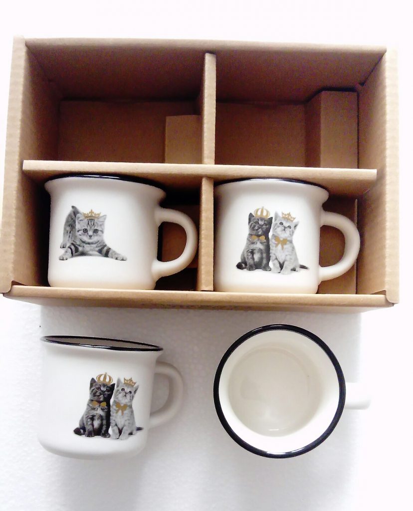 Coffret Lot De Quatre Tasses A Café Chat Diadème En Céramique Boutique Idellia Au Centre De 