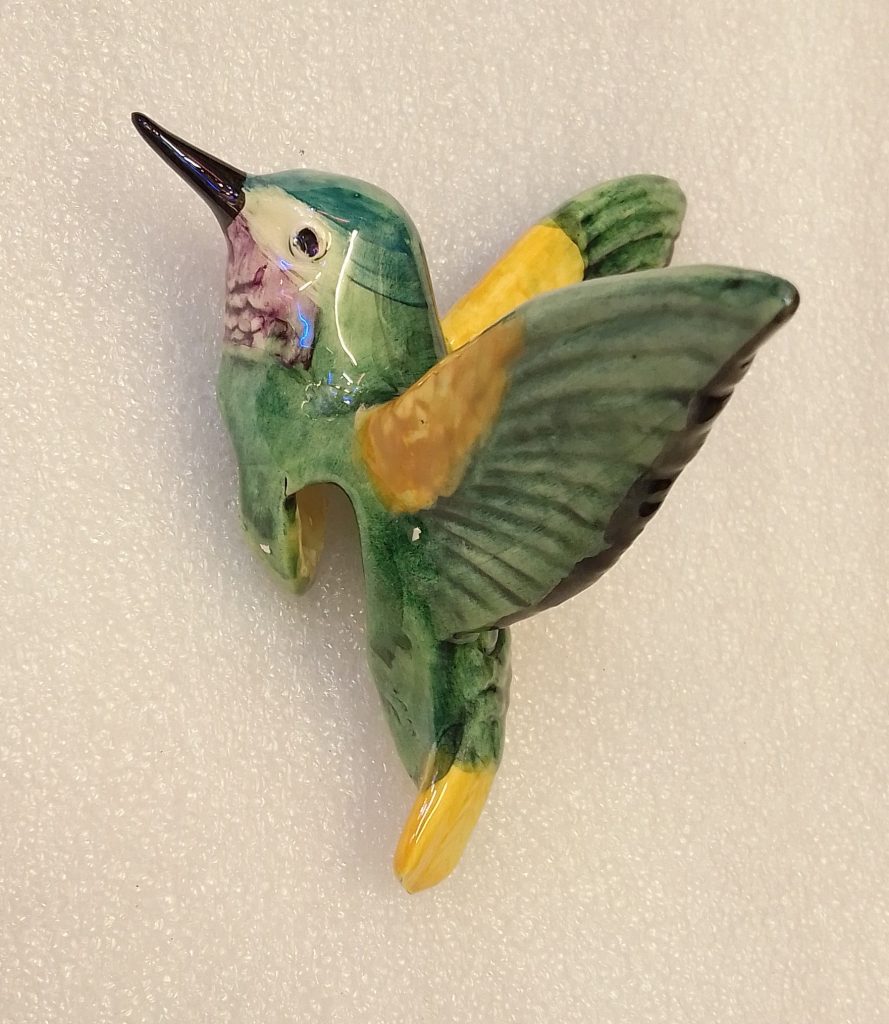 Plaque Céramique Mère Colibris Bleus - Style Shabby Chic - Avec Support