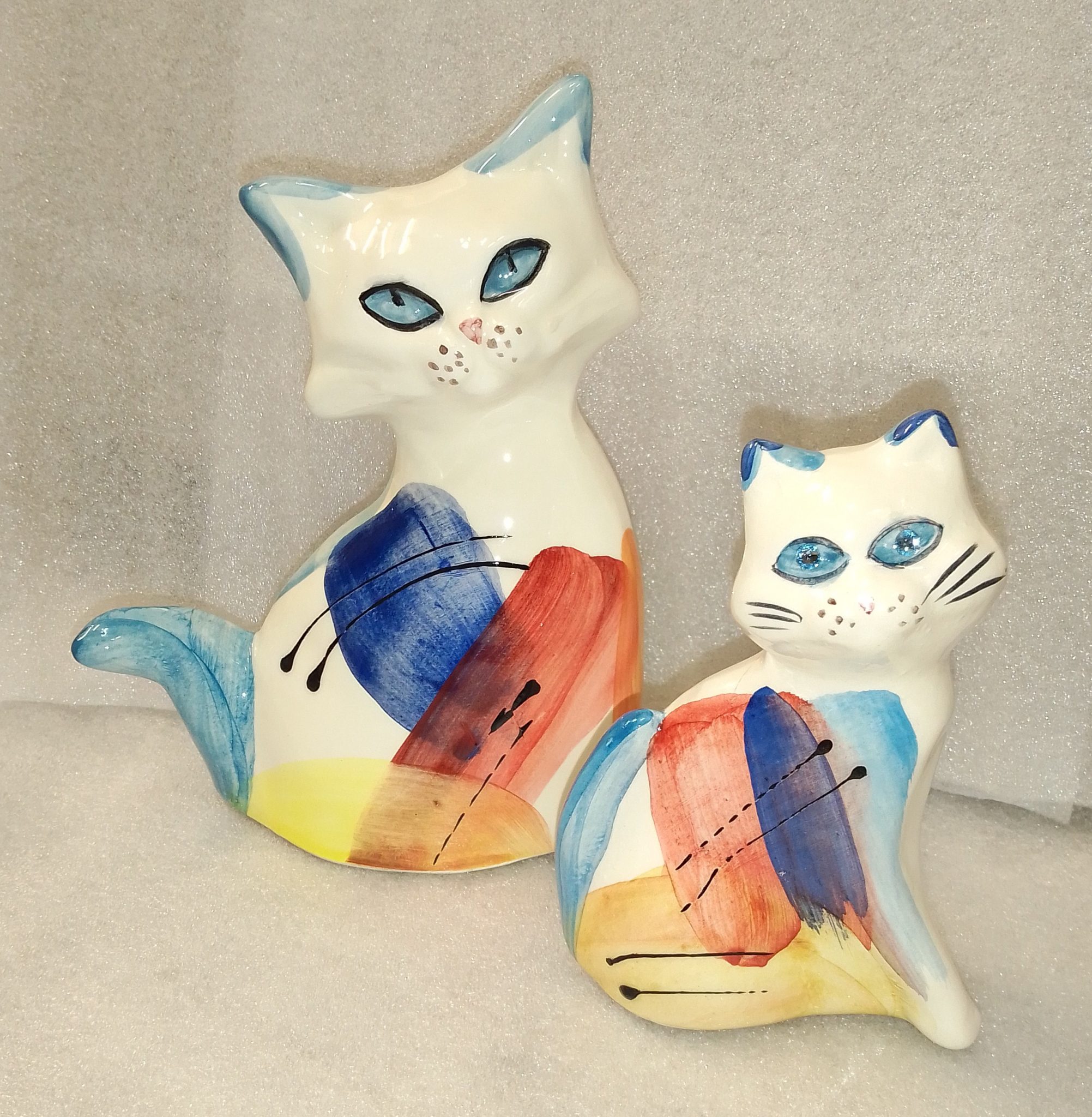 Grande Statue De Chat En Céramique – 50 Cm, Beige, Décoration Loft