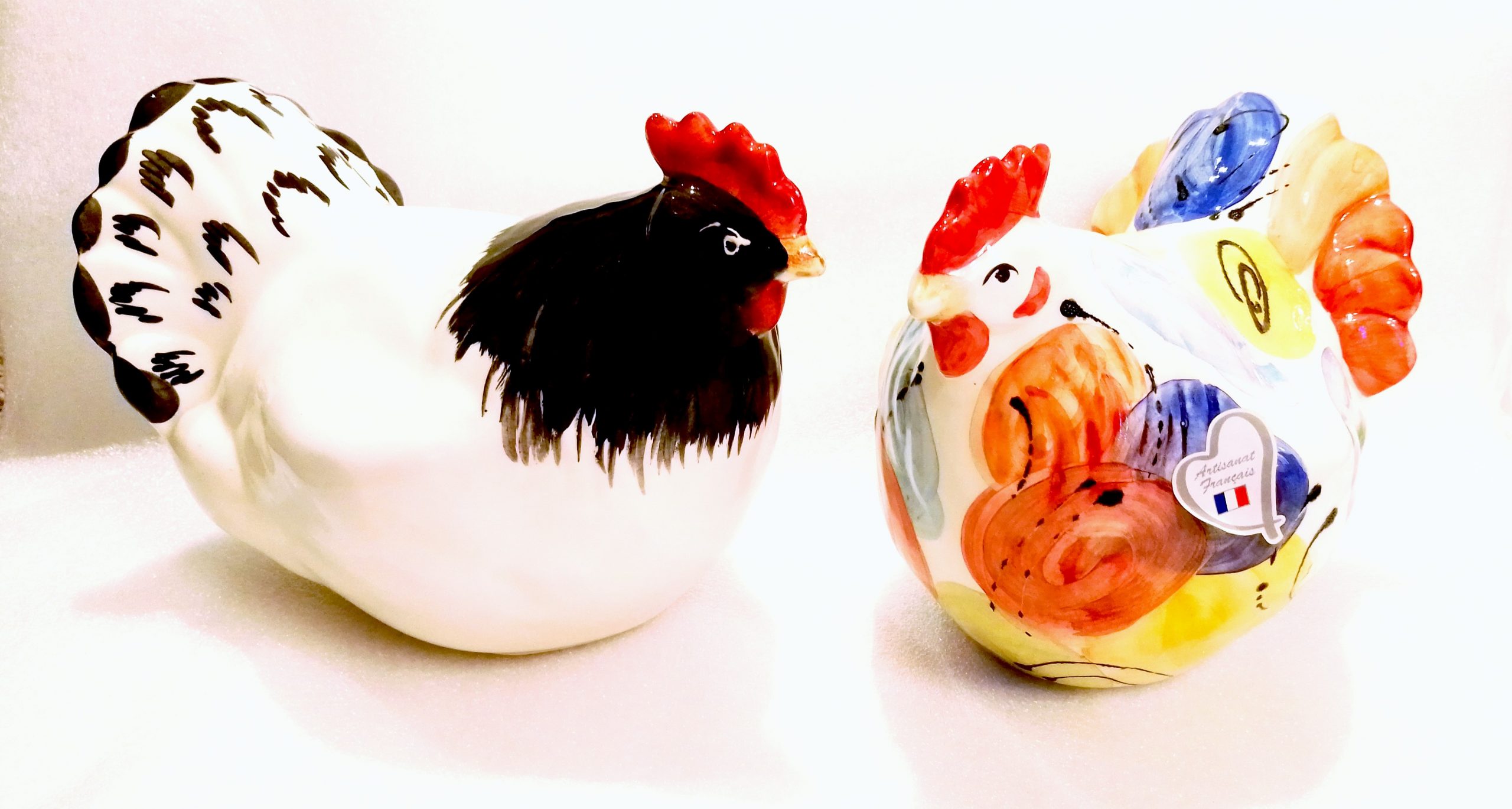 Poule et coq en céramique - medium - Webshop - Matelma