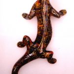Salamandre/lézard modèle unique artisanal en céramique peint main