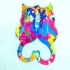 magnet chats multicolores jaune bleu rose blanc en résine