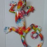 salamandre rose vert jaune fushia multicolore en résine