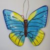 papillon turquoise jaune en céramique petit modèle