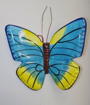 papillon turquoise jaune en céramique petit modèle