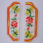 Numéros de rue chiffres en céramique olive noire, lavande ou rouge à motif provençal - 2 frises rouge