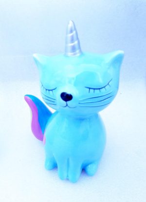 chat bleu tirelire licorne