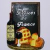 Délices de France, vin , camembert magnet en relie en résine