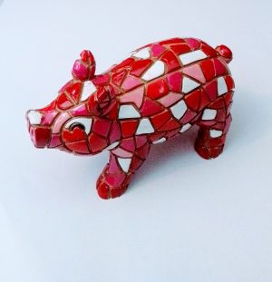 cochon rose en mosaïque