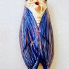 cigale bleue radar sonore en céramique à accrocher artisanat français 14 cm
