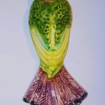 guêpier vert jaune mauve en céramique peint à la main
