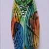 cigale bleue multicolore radar 14 cm peint main