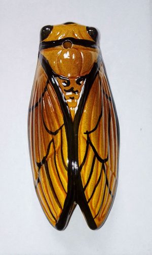 radar cigale marron miel en céramique fabriqué en France peint main