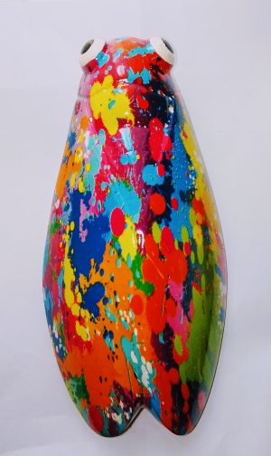 cigale multicolore à motifs Picasso en résine