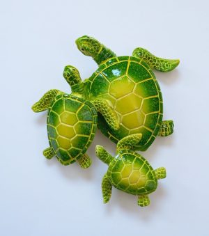 tortues de mer vertes jaune en résine à poser