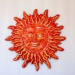 soleil orange jaune 30 cm diamètre peint main création française
