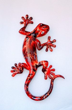 salamandre rouge et noir grand modèle 32 cm a accrocher en résine