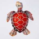 petite tortue de mer rouge en résine à poser