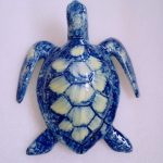 tortue bleu marine en céramique modèle unique peint main