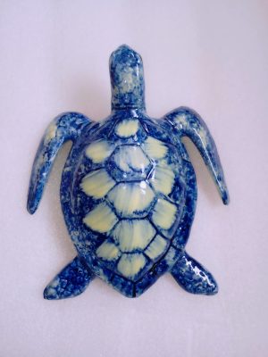 tortue bleu marine en céramique modèle unique peint main