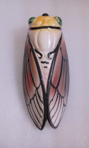 3.cigale marron beige en céramique peinte main modèle unique