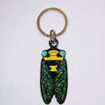 Porte clé cigale verte en métal