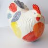 poule bleu gris jaune rouge multicolore en céramique à poser