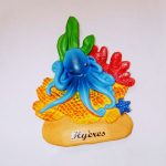 Magnet poulpe/pieuvre en relief en résine