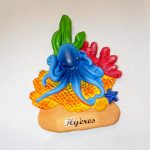 pieuvre , poulpe magnet en relief en résine