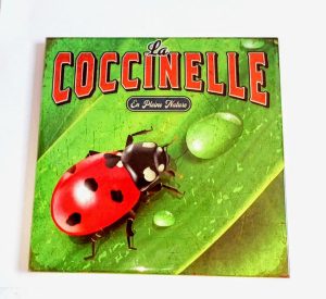 la coccinelle en pleine nature dessous de plat en céramique fabriqué en France