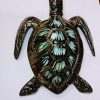 tortue en céramique noir bleu turquoise à effet métal 21 cm