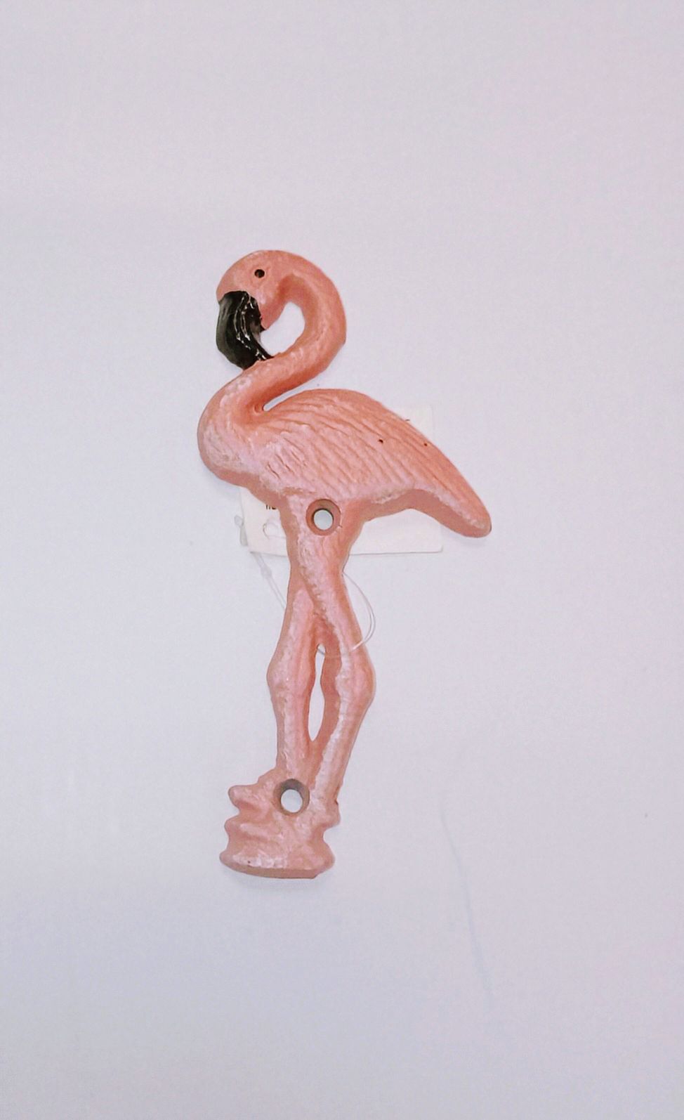 Petit flamant rose en fonte décoration a poser ou a accrocher