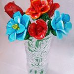 Rose rouge ''centre'' en verre soufflé fabriquée en France